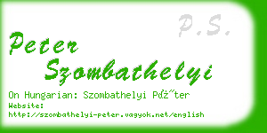 peter szombathelyi business card